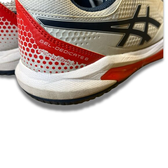 Asics Gel-Dedicate 8 Mens Tennis Shoes Size 9.5 White/Red - Picture 6 of 7